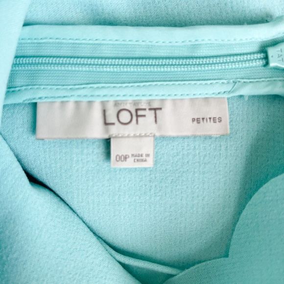 Loft 00P Baby Blue Scalloped Sleeveless Knee Length Dress - Picture 11 of 12